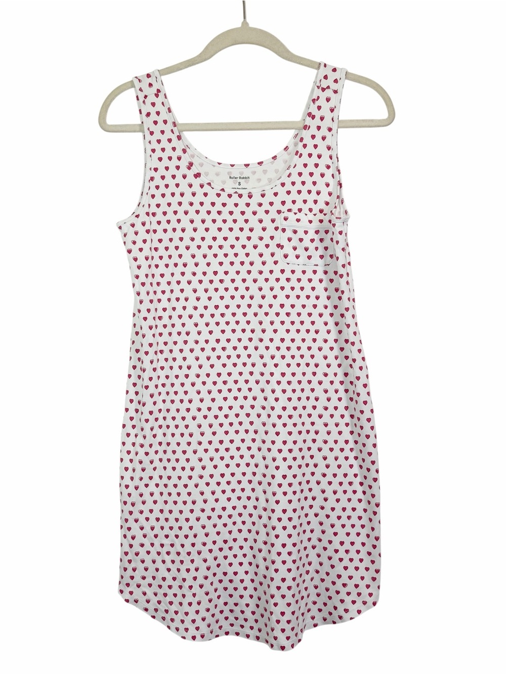 Roller Rabbit Heart Print Sleep Dress Small Pima Cotton Lounge Sleep Nightgown